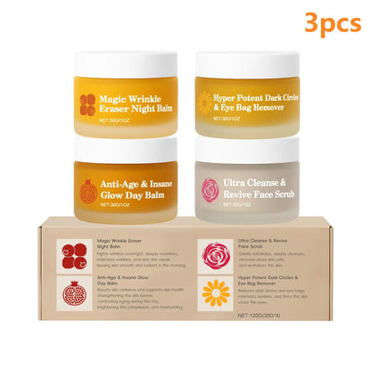 Night Day Cream for Face - Wrinkle Remover Instant Anti Dark Circles and Eye Bags Professional Facial Scrub for Glowing Skin 30g