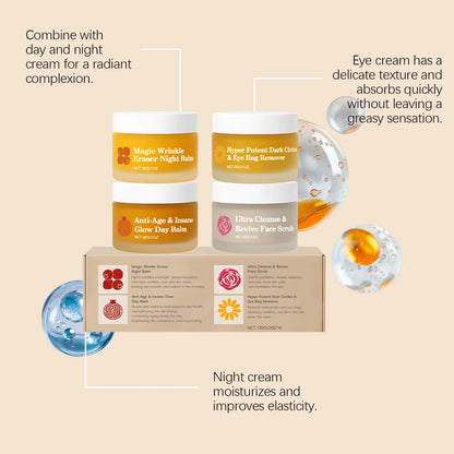 Night Day Cream for Face - Wrinkle Remover Instant Anti Dark Circles and Eye Bags Professional Facial Scrub for Glowing Skin 30g