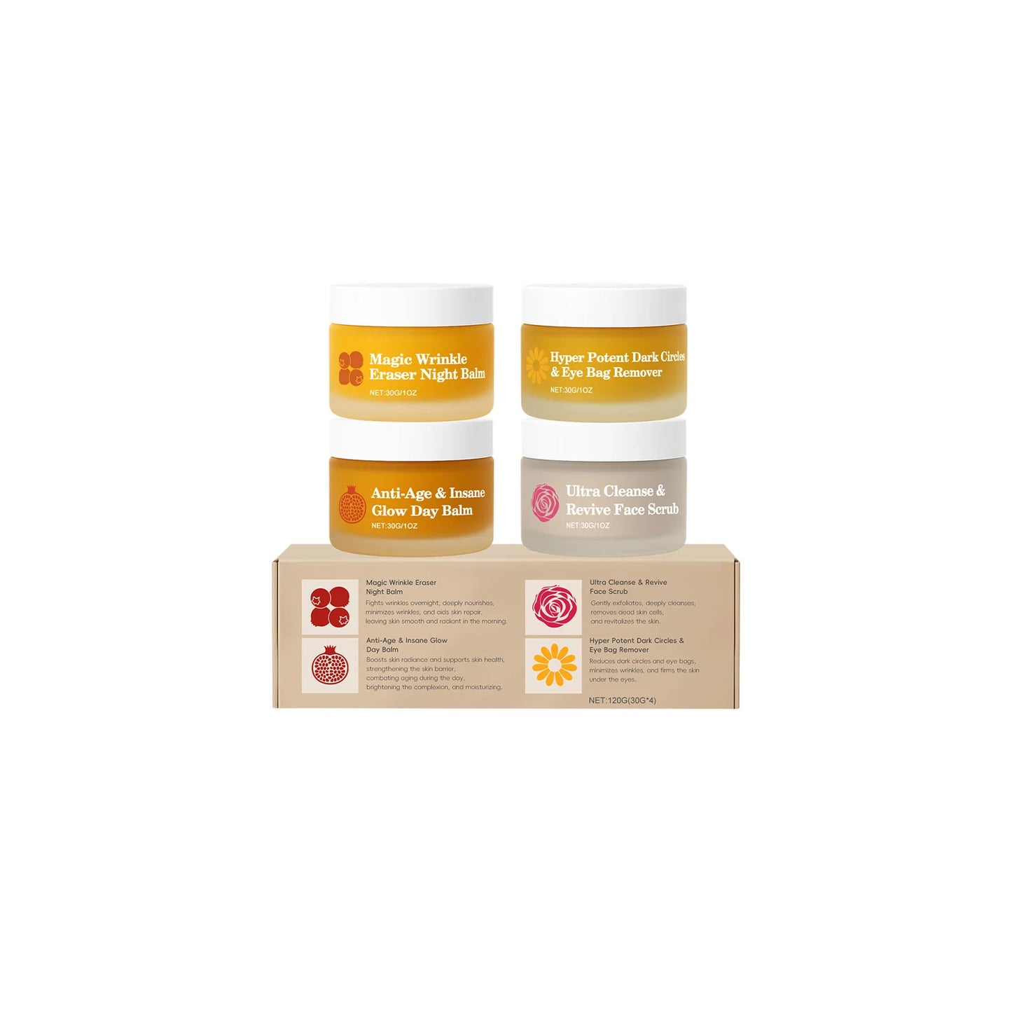 Night Day Cream for Face - Wrinkle Remover Instant Anti Dark Circles and Eye Bags Professional Facial Scrub for Glowing Skin 30g
