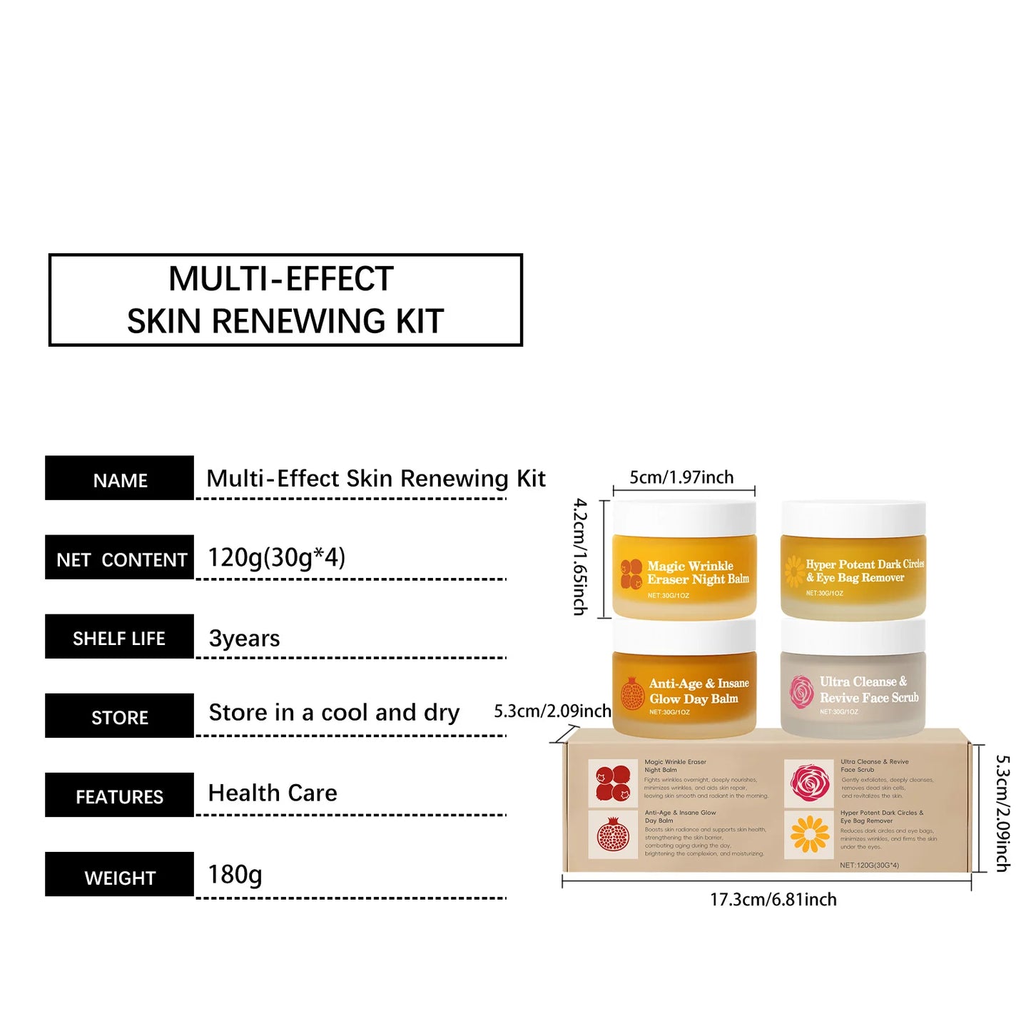 Night Day Cream for Face - Wrinkle Remover Instant Anti Dark Circles and Eye Bags Professional Facial Scrub for Glowing Skin 30g