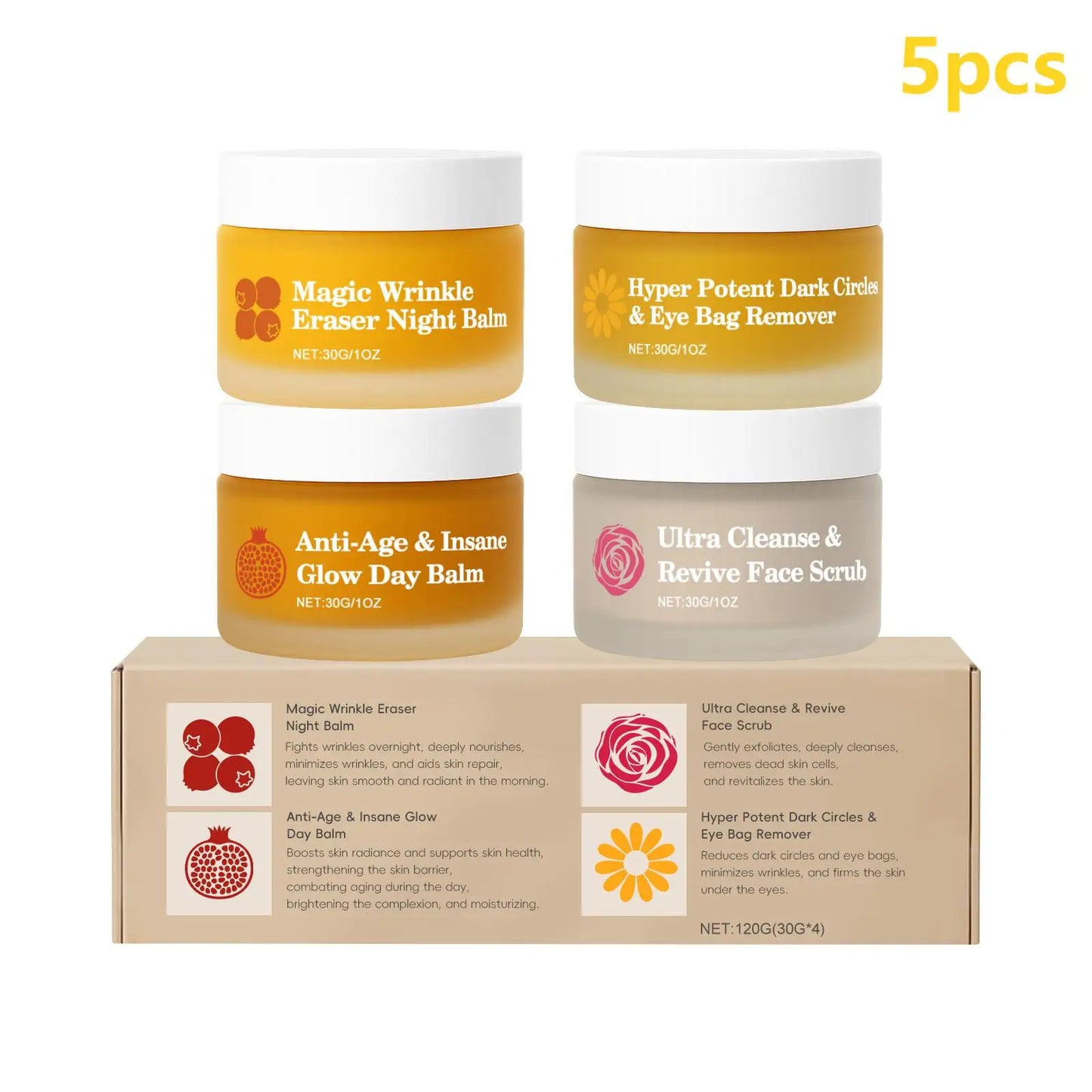 Night Day Cream for Face - Wrinkle Remover Instant Anti Dark Circles and Eye Bags Professional Facial Scrub for Glowing Skin 30g